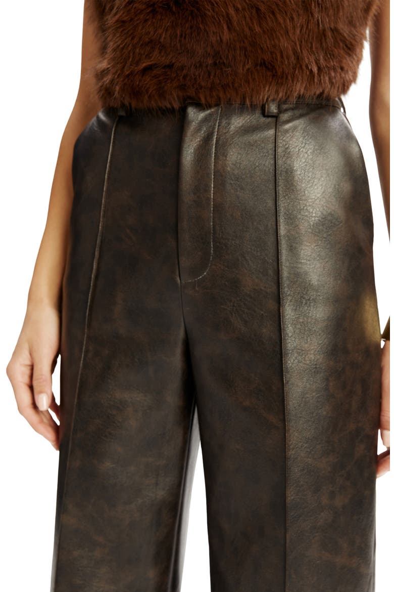 Marlowe Faux Leather Wide Leg Pants, Alternate, color, DARK CHOCO