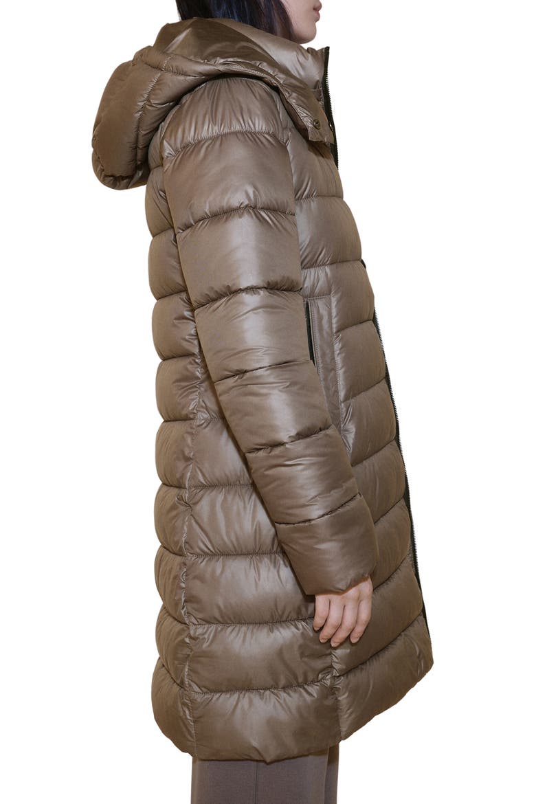 Water Repellent Hooded Quilted Coat, Alternate, color, MEDIUM BROWN