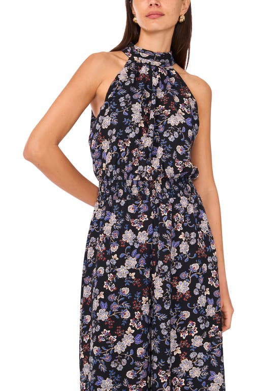 Vince Camuto Floral Wide Leg Georgette Jumpsuit In Blue
