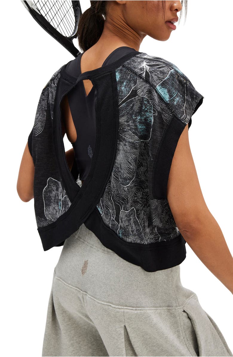 Free People My Time Print T-Shirt, Alternate, color, Midnight Floral Blac