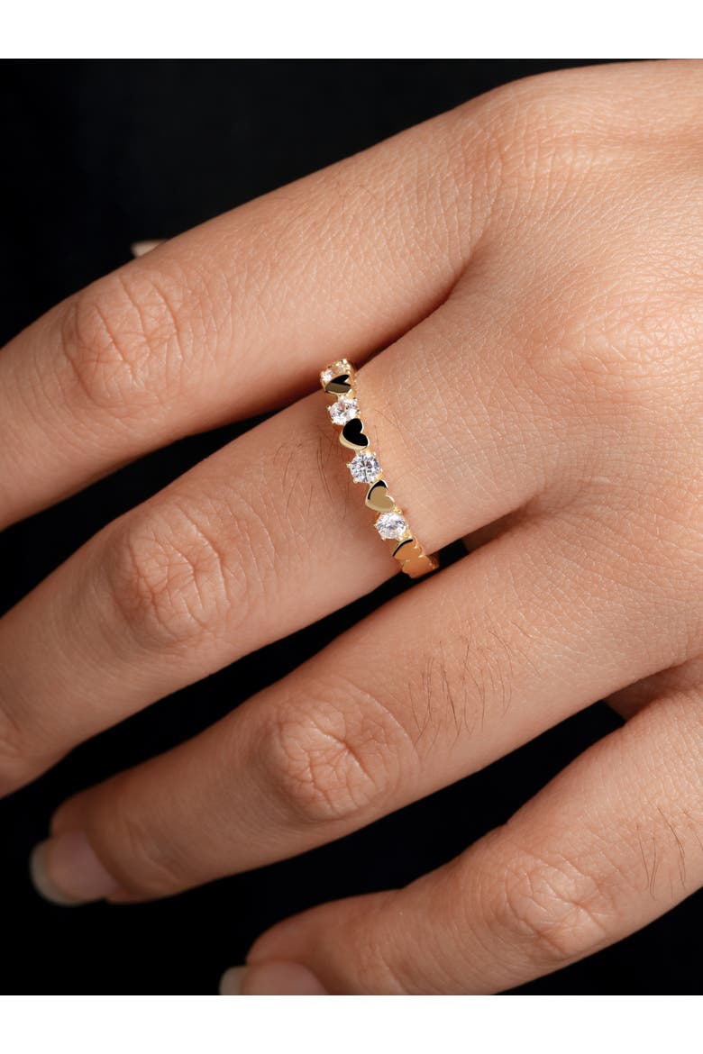 Sweet Heart Ring in 14K Gold with Cubic Zirconia, Alternate, color, Yellow Gold