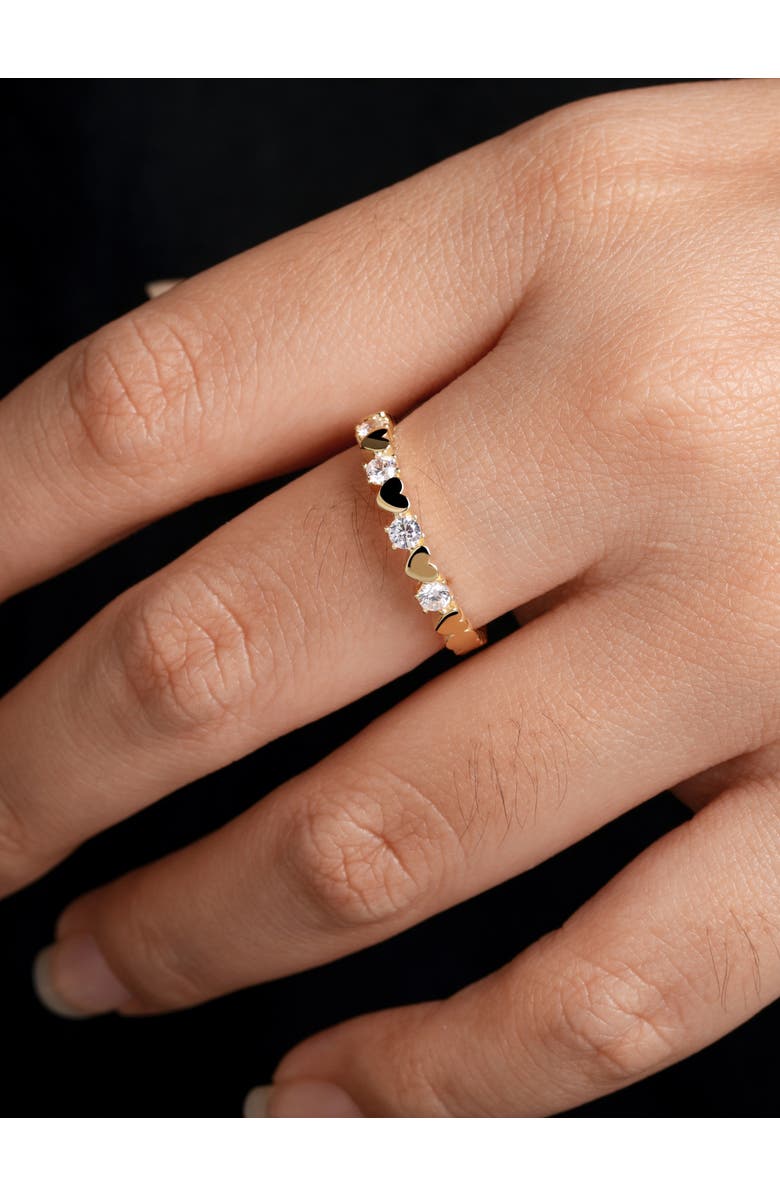 DEVATA Sweet Heart Ring in 14K Gold with Cubic Zirconia, Alternate, color, Yellow Gold