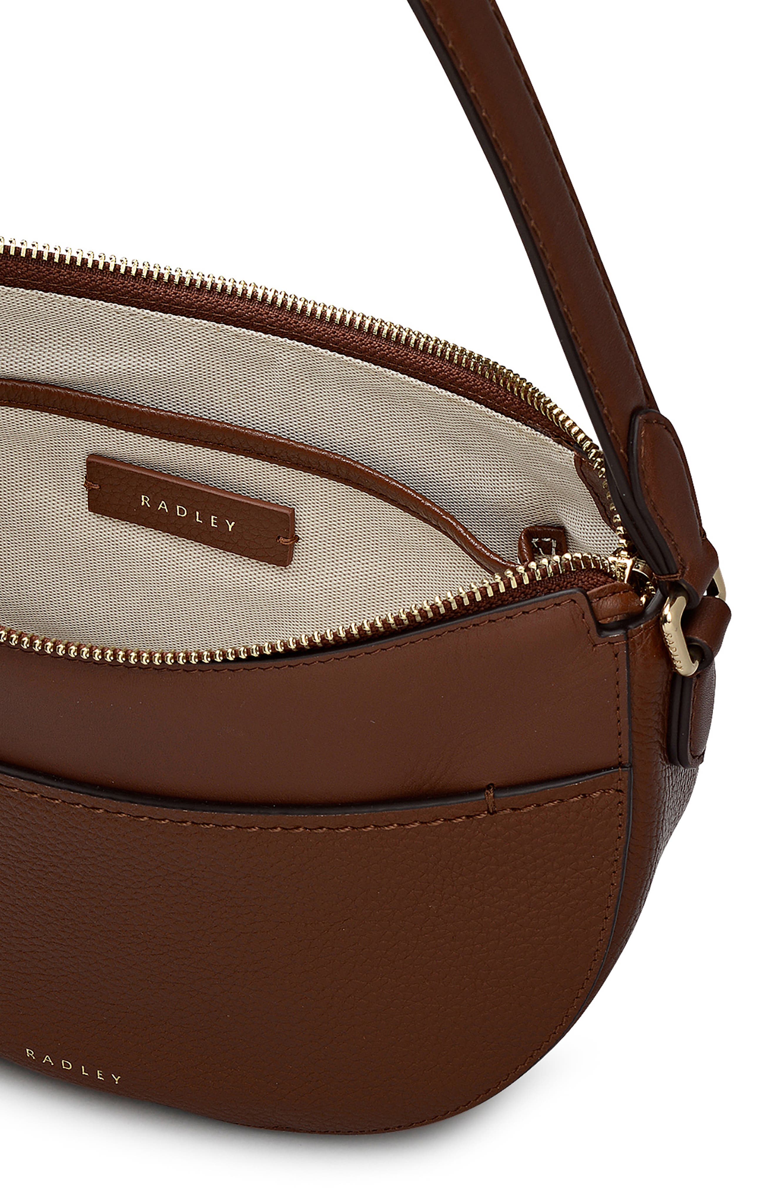 Radley Portland Way Small Zip Top Leather Shoulder Bag, Alternate, color, Cherrywood