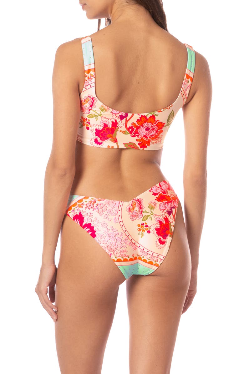 Maaji Valerya Lace-Up Reversible Bikini Bottoms, Alternate, color, Blue/ Coral/ Pink Multi