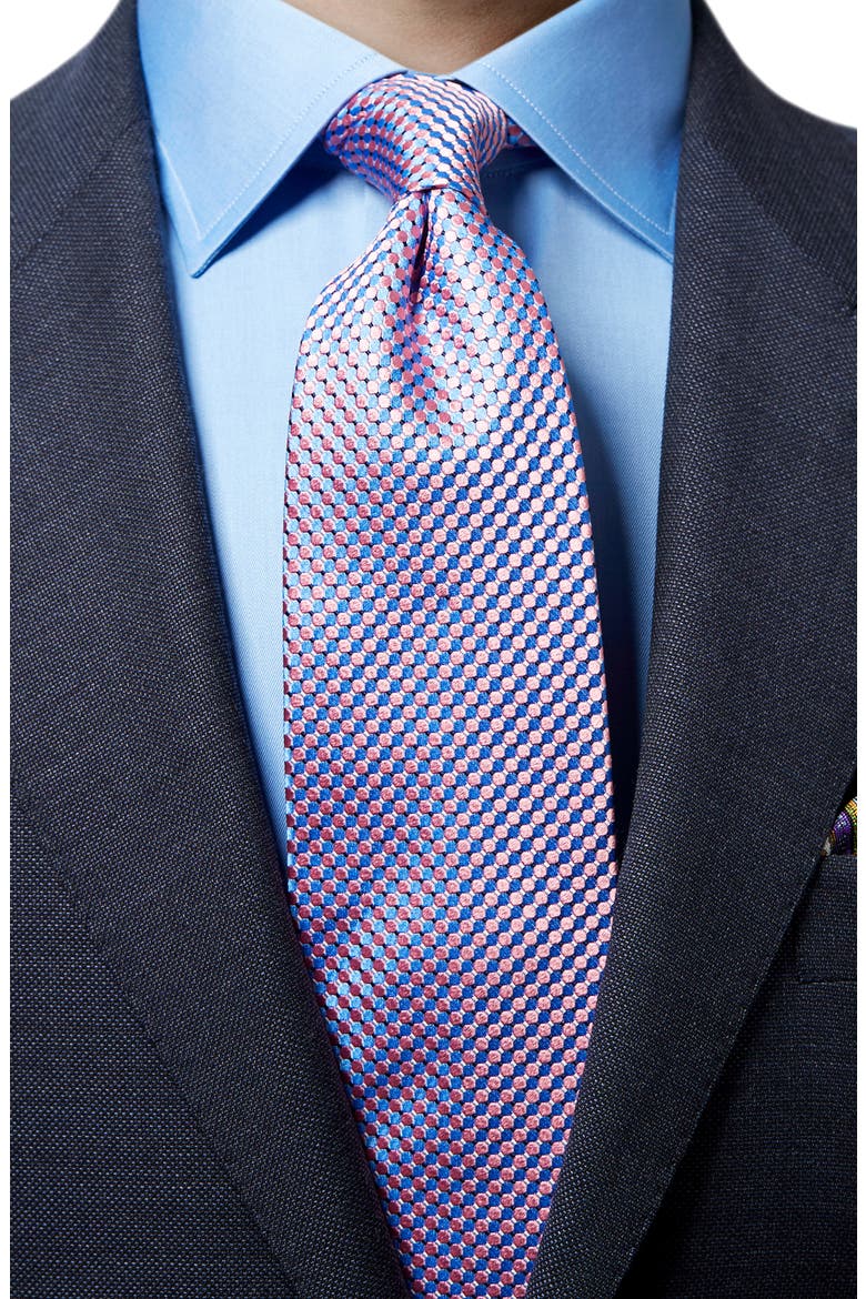 Microdot Silk Tie, Alternate, color, PINK