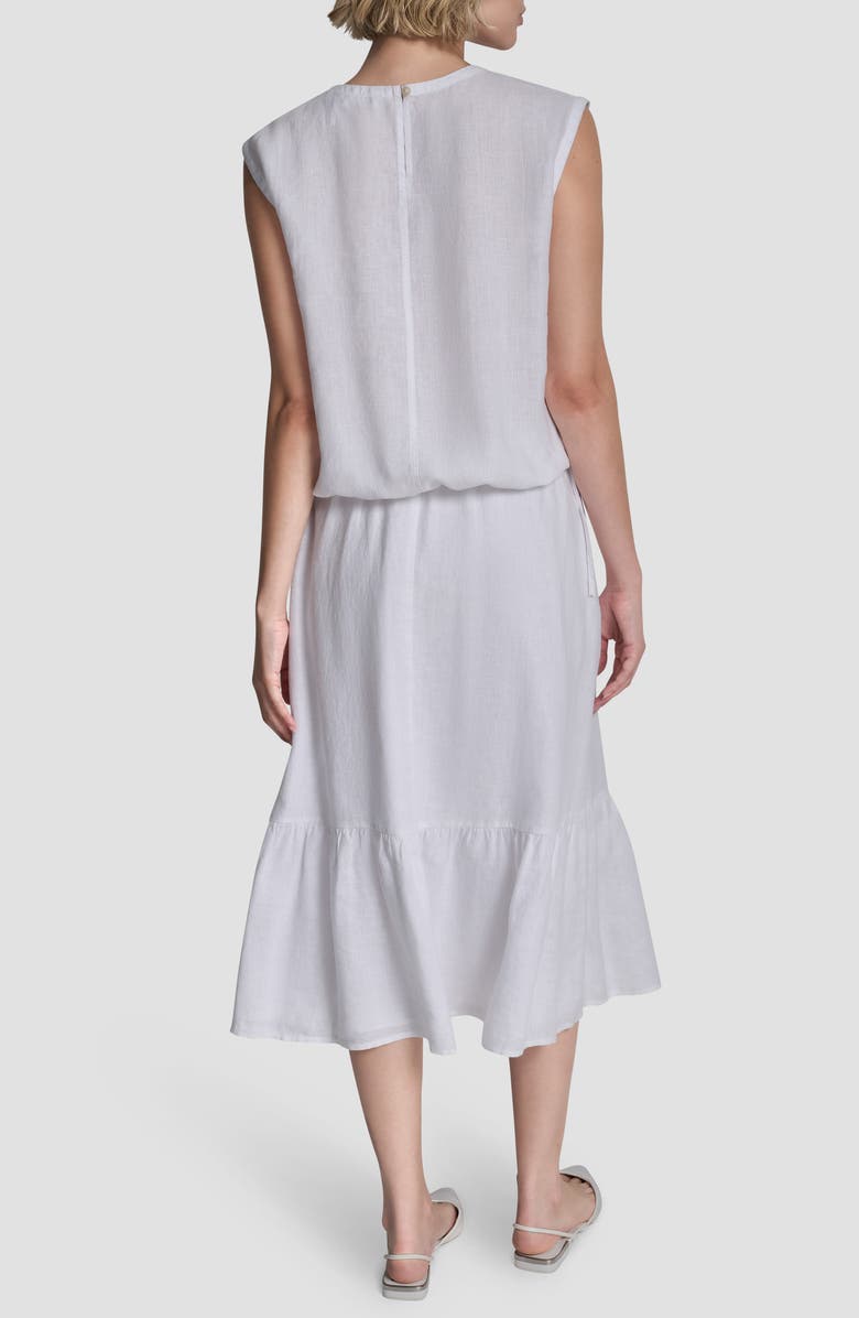 DKNY Drawstring Hem Linen Top, Alternate, color, White