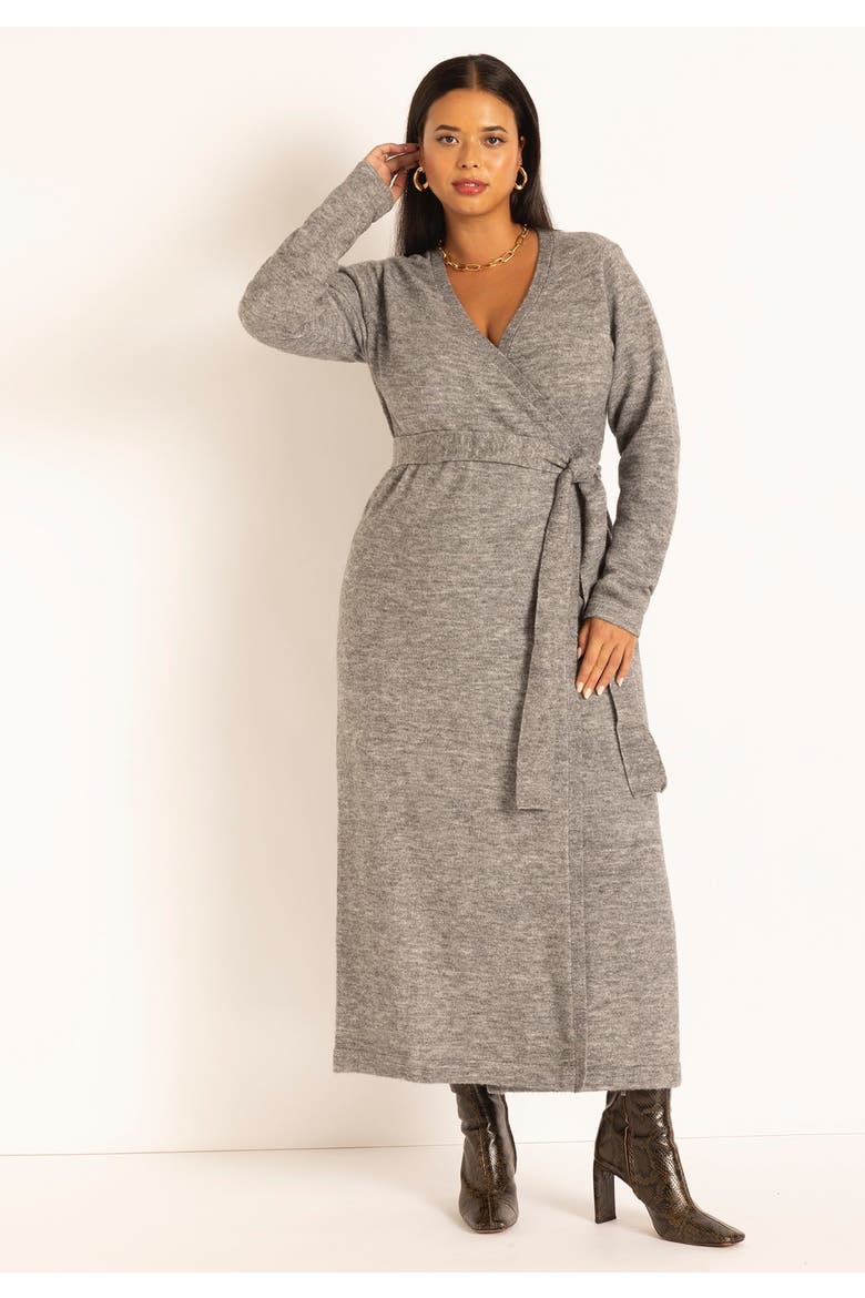 Sweater Wrap Dress, Alternate, color, MEDIUM HEATHER