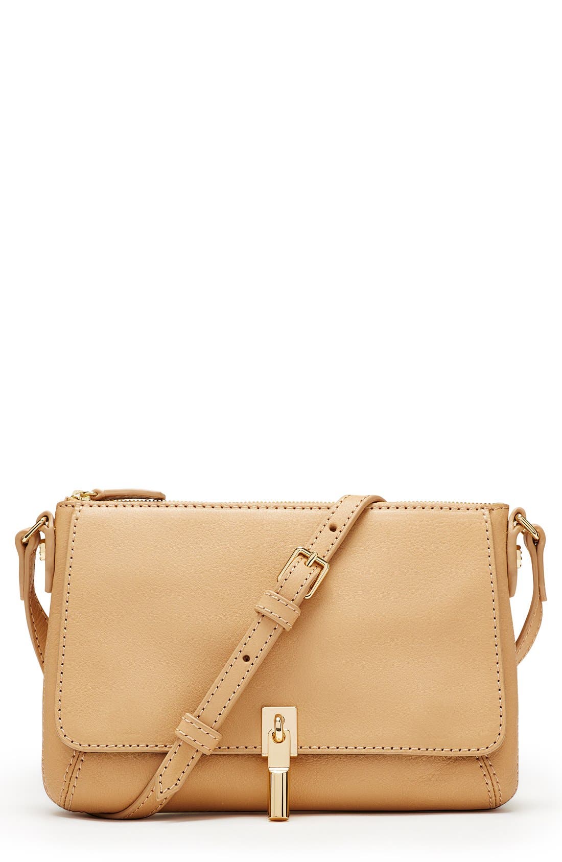 'Micro Cynnie' Leather Crossbody Bag, Main, color, NATURAL