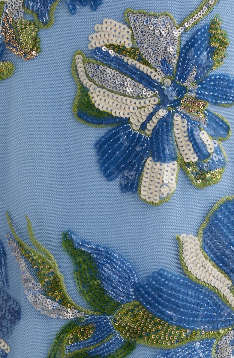 Eliza J Sequin Floral Mermaid Gown, Alternate, color, Blue Multi