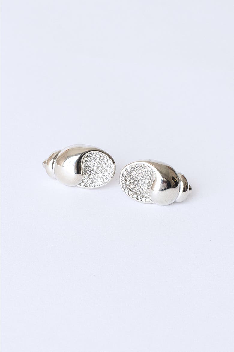 Lexi Crystal Seashell Stud Earrings, Main, color, Silver