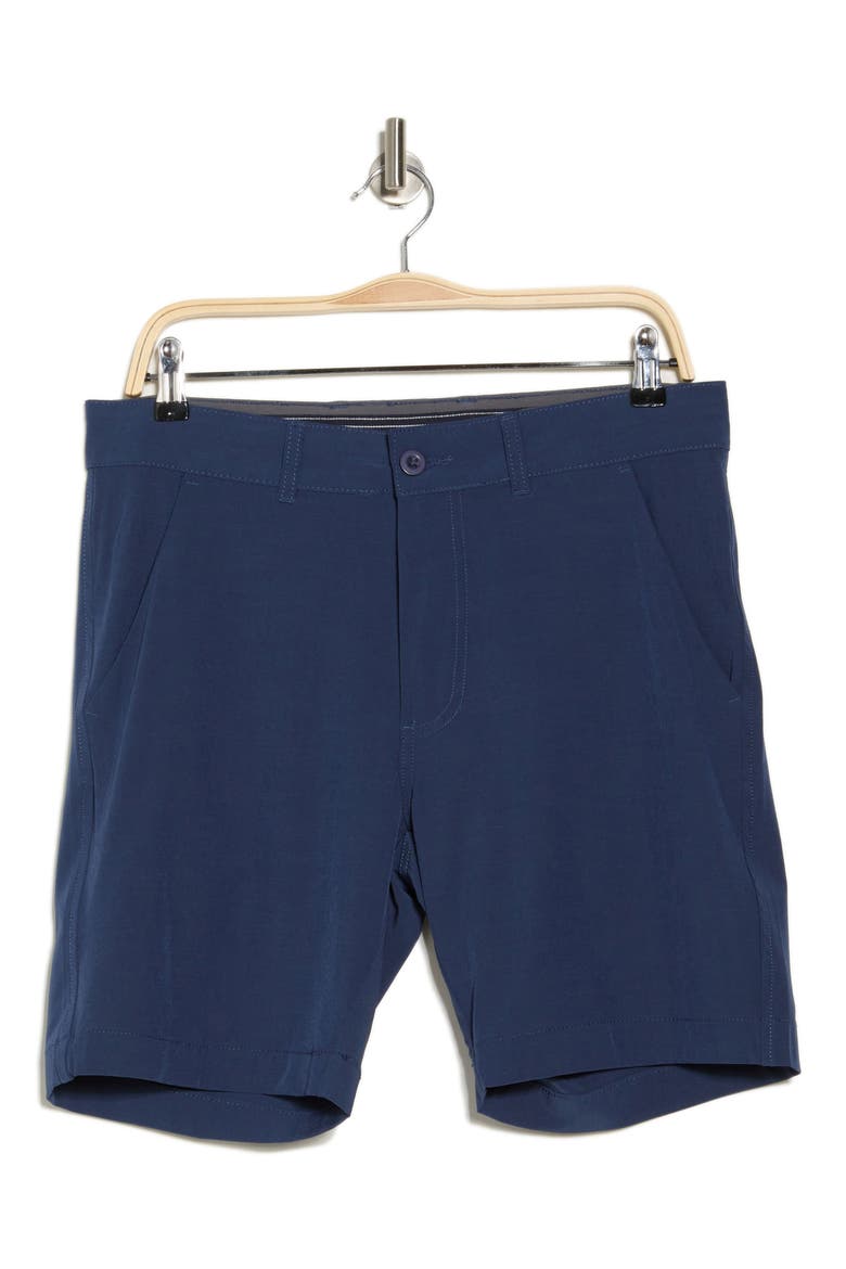 Heathered Flat Front Shorts, Alternate, color, HEATHER NAVY