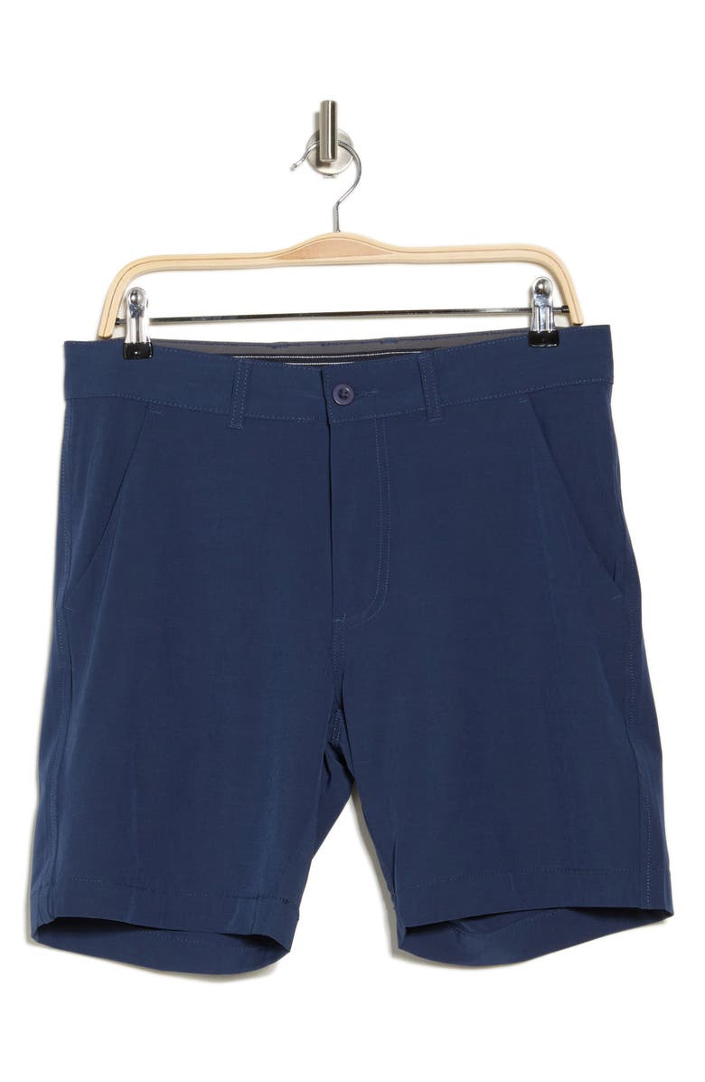 Vintage 1946 Heathered Flat Front Shorts, Alternate, color, Heather Navy