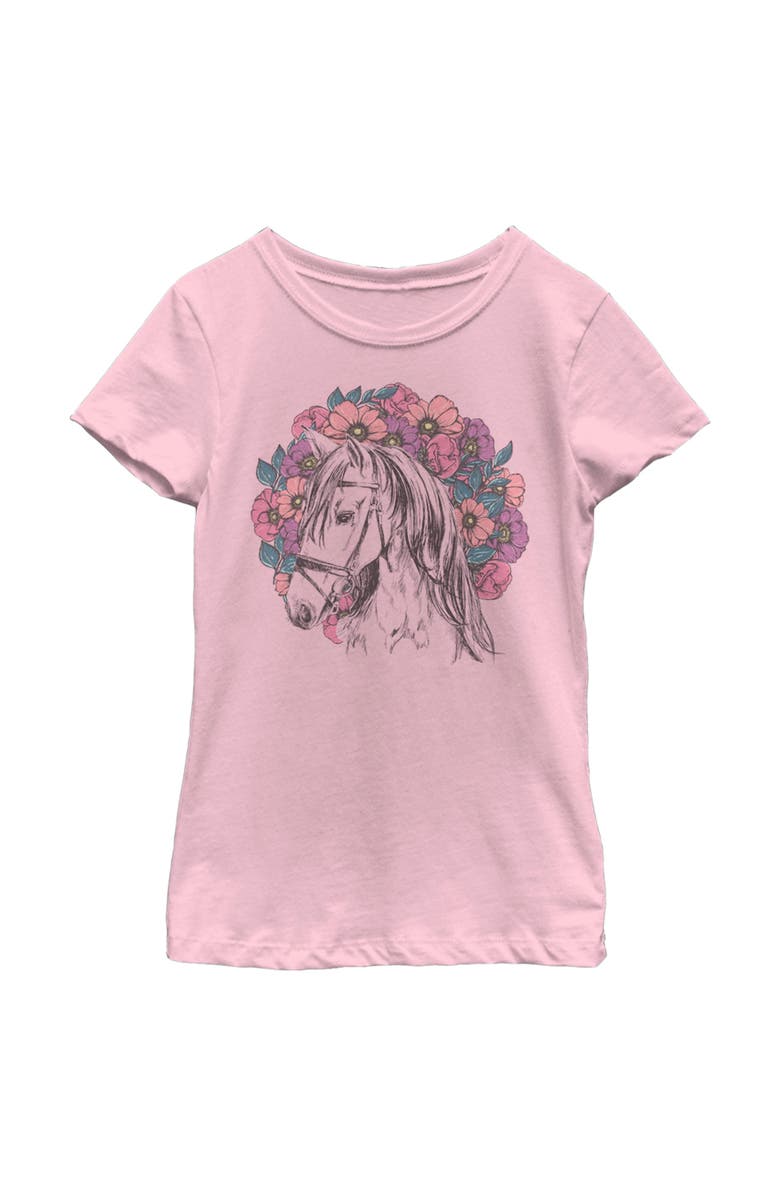 Lost Gods Girl's Lost Gods Floral Horse Love At First Ride  Graphic T-Shirt, Main, color, Light Pink - Crown