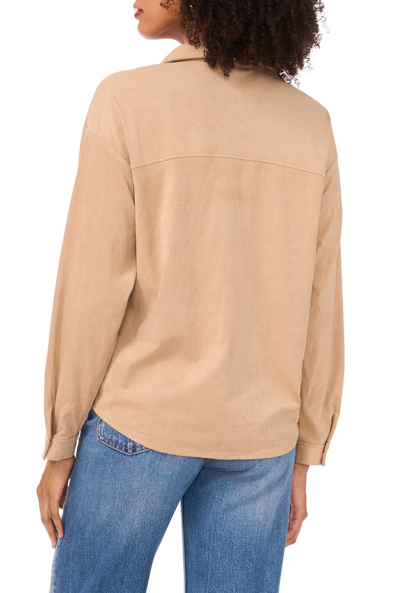 Faux Suede Button-Up Shirt, Alternate, color, CLASSICCAMEL