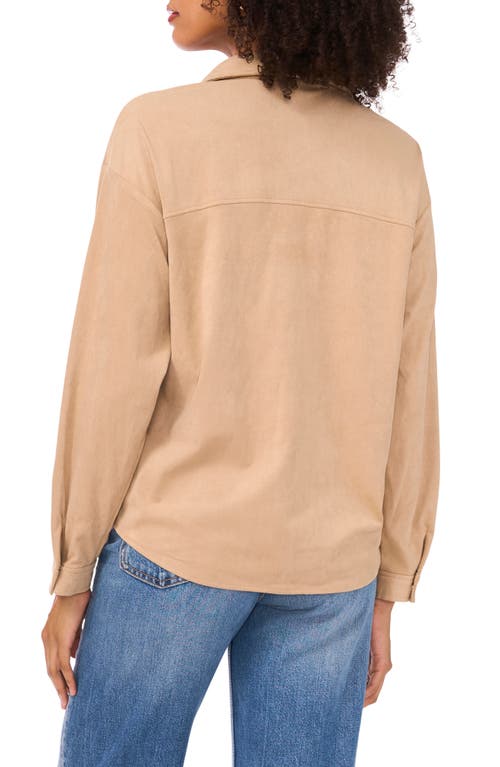 1.state Faux Suede Button-up Shirt In Brown