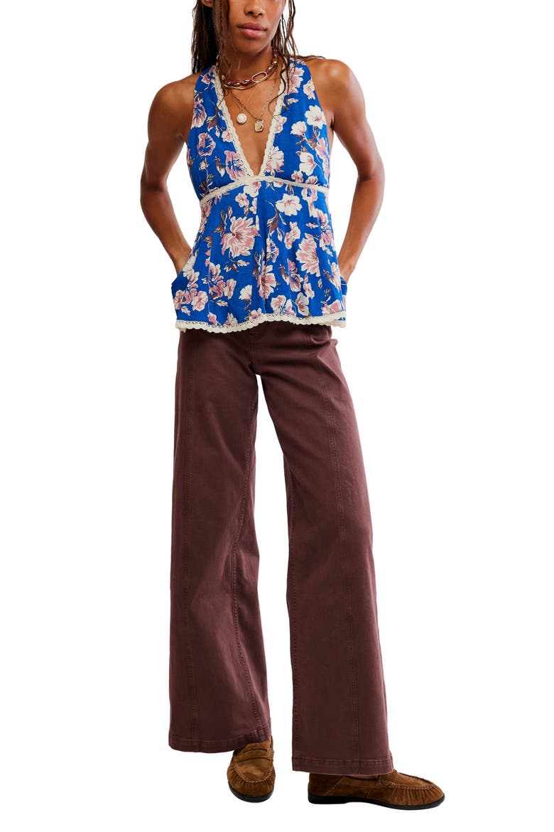 Rome Printed Lace Trim Tank, Alternate, color, NAVY COMBO
