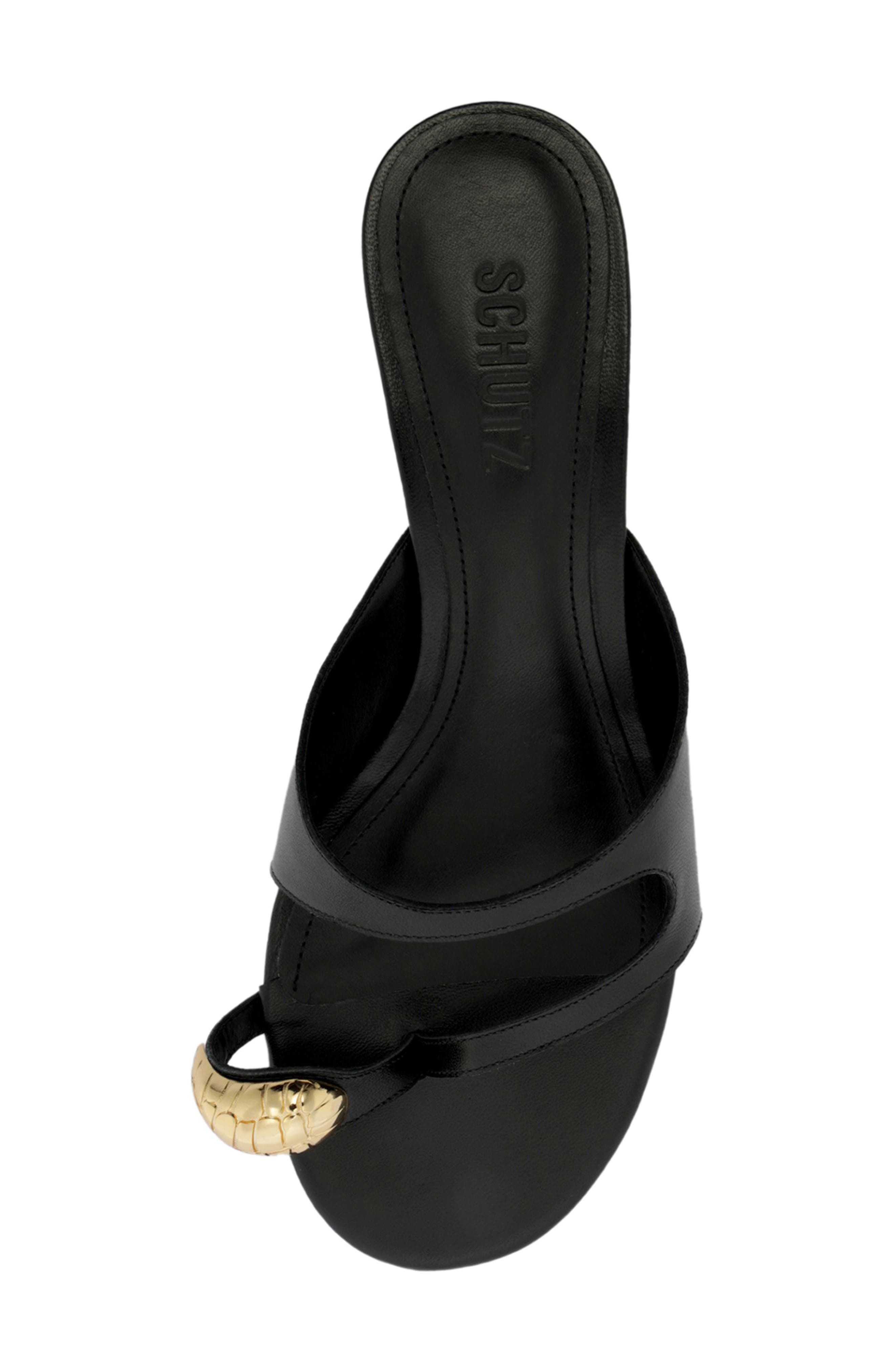 Schutz Elliote Kitten Heel Slide Sandal, Alternate, color, Black