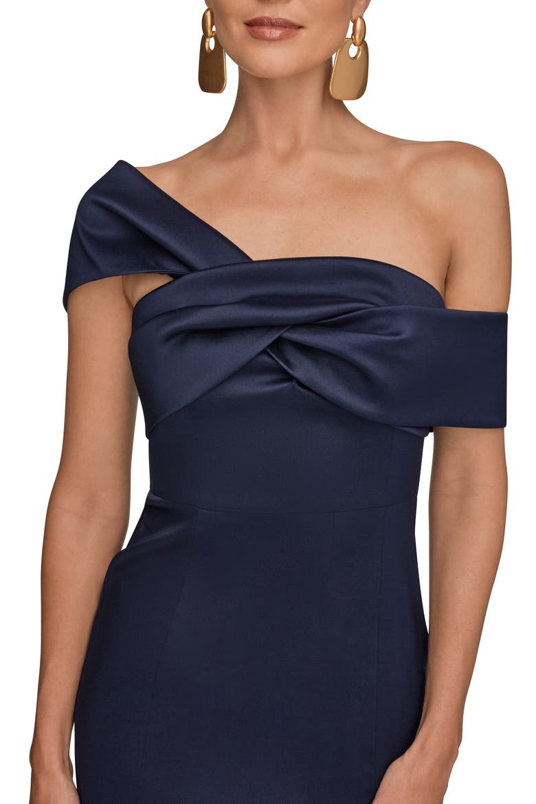 One-Shoulder Mikado Gown, Alternate, color, INK