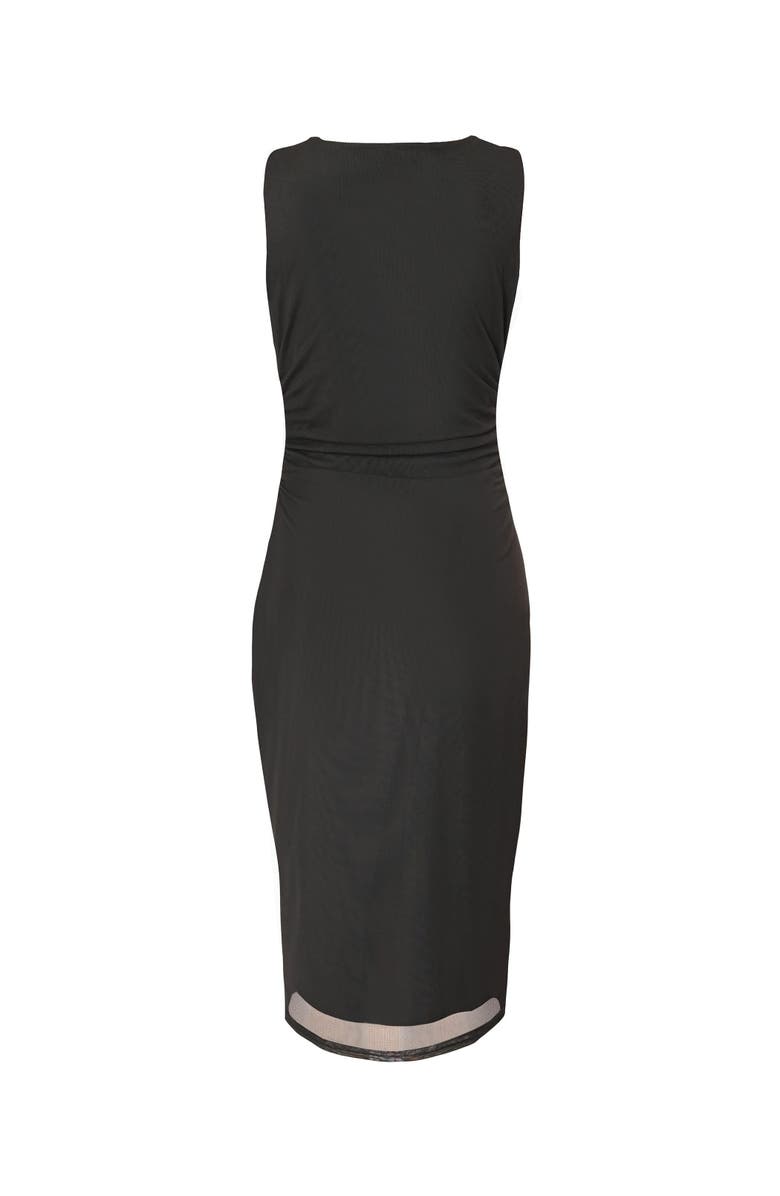 QUIZ Mesh Midi Dress with Gold Hardware, Alternate, color, Black