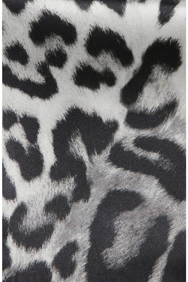Leopard Print Silk Pocket Square, Alternate, color, BLACK