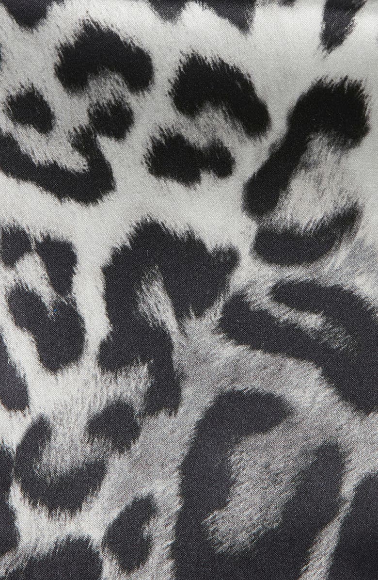 CLIFTON WILSON Leopard Print Silk Pocket Square, Alternate, color, Black