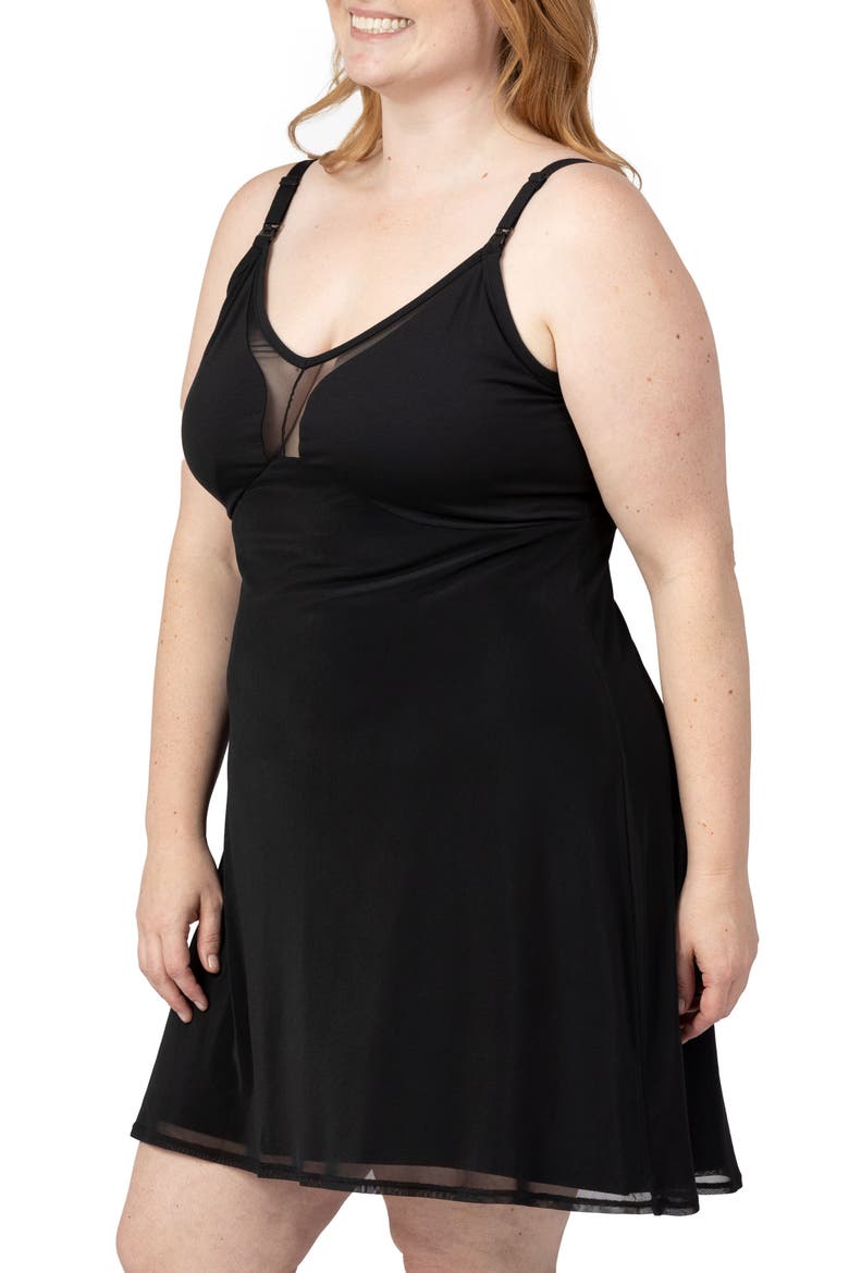 Aurora Mesh Nursing Nightgown, Alternate, color, BLACK