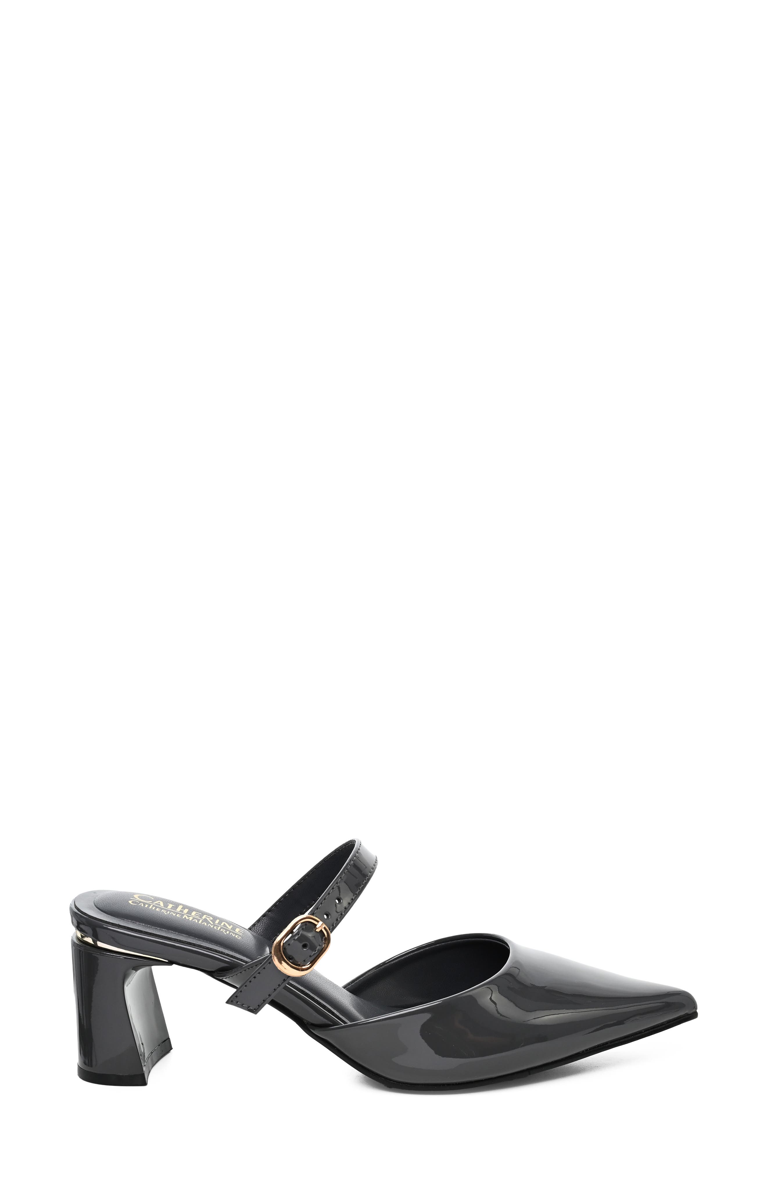 Pointed Toe Sandal, Alternate, color, CHARCOAL PATENT