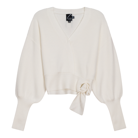 Sweater Knit Wrap Buckle Belt Cropped Cardigan