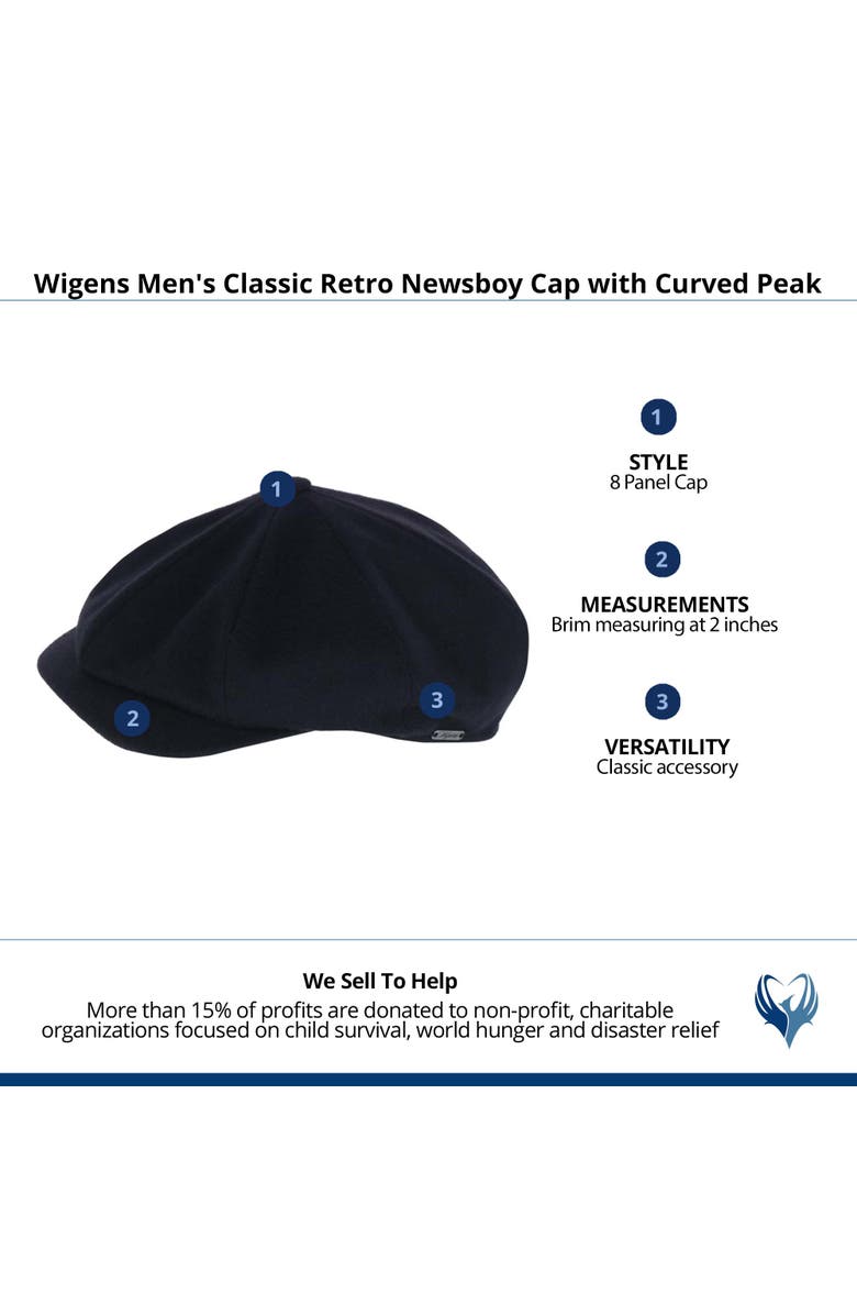 Wigens Men's Classic Retro Newsboy Cap with Curved Peak, Alternate, color,