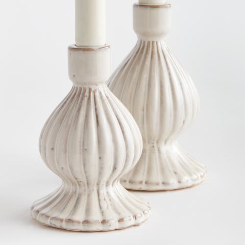 Napa Home & Garden Mela Taper Candle Holders Set Of 2 In White
