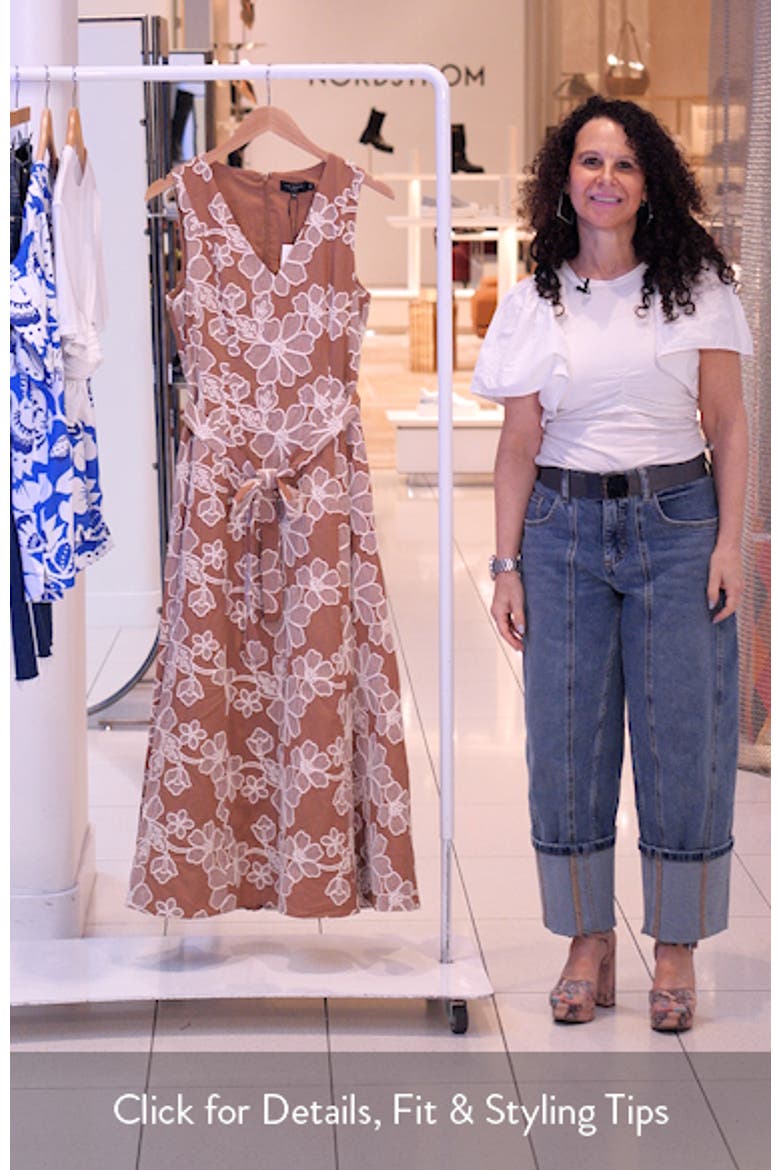 Elana Floral Embroidered Sleeveless Midi Dress video
