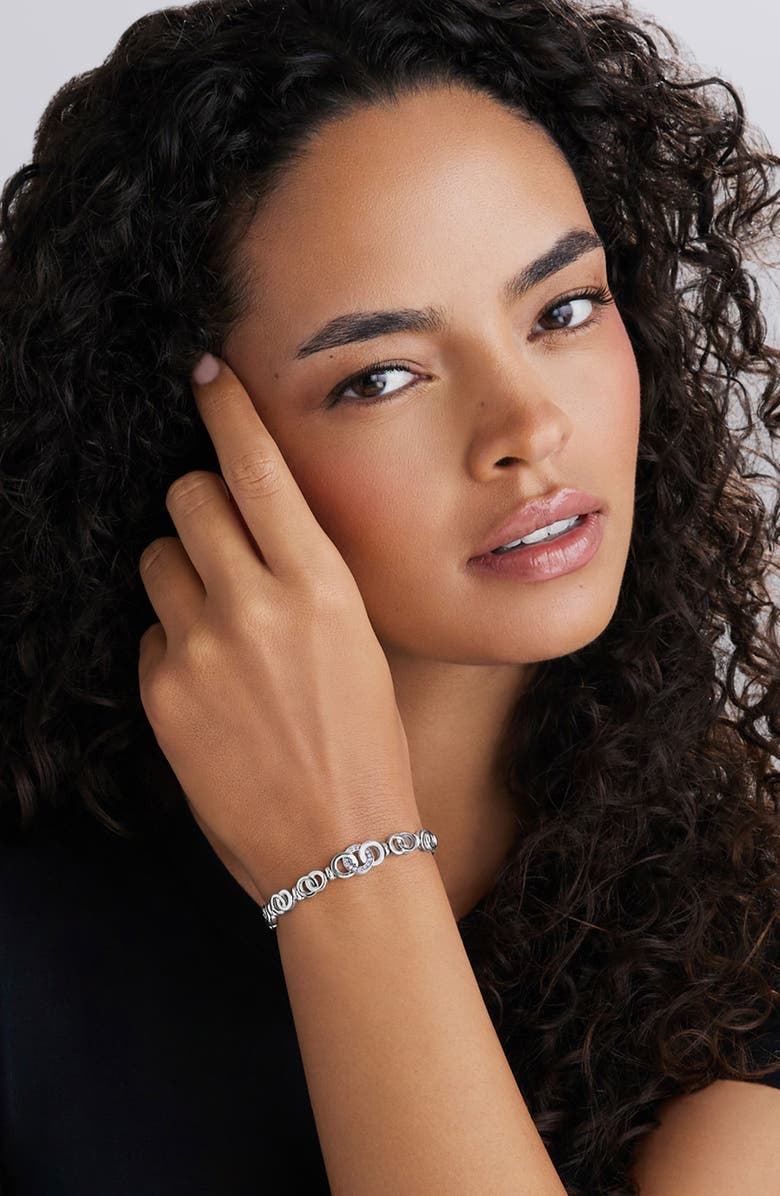 LAGOS Signature Caviar Interlocking Diamond Taper Link Bracelet, Alternate, color, Silver