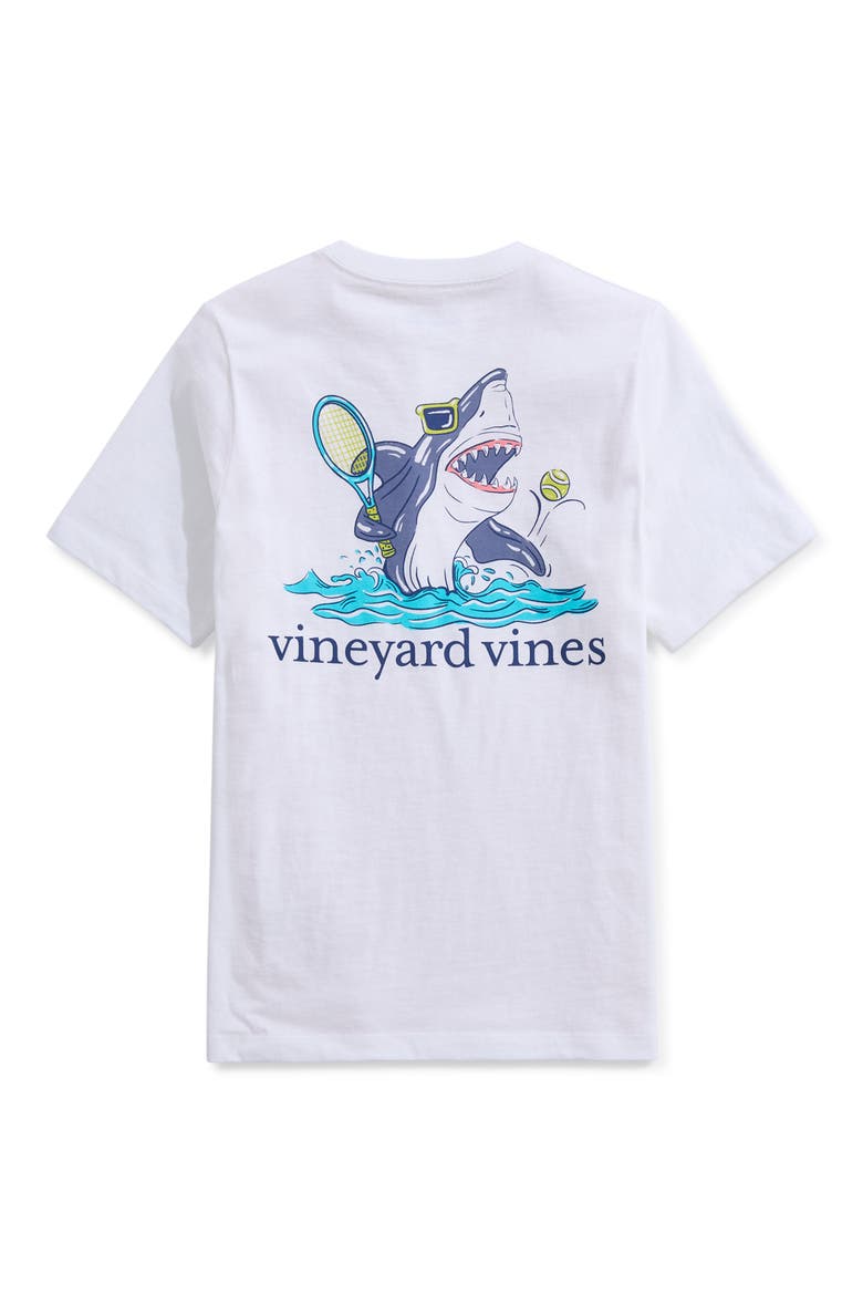 Kids' Shark Tennis Pocket Graphic T-Shirt, Alternate, color, WHITE CAP