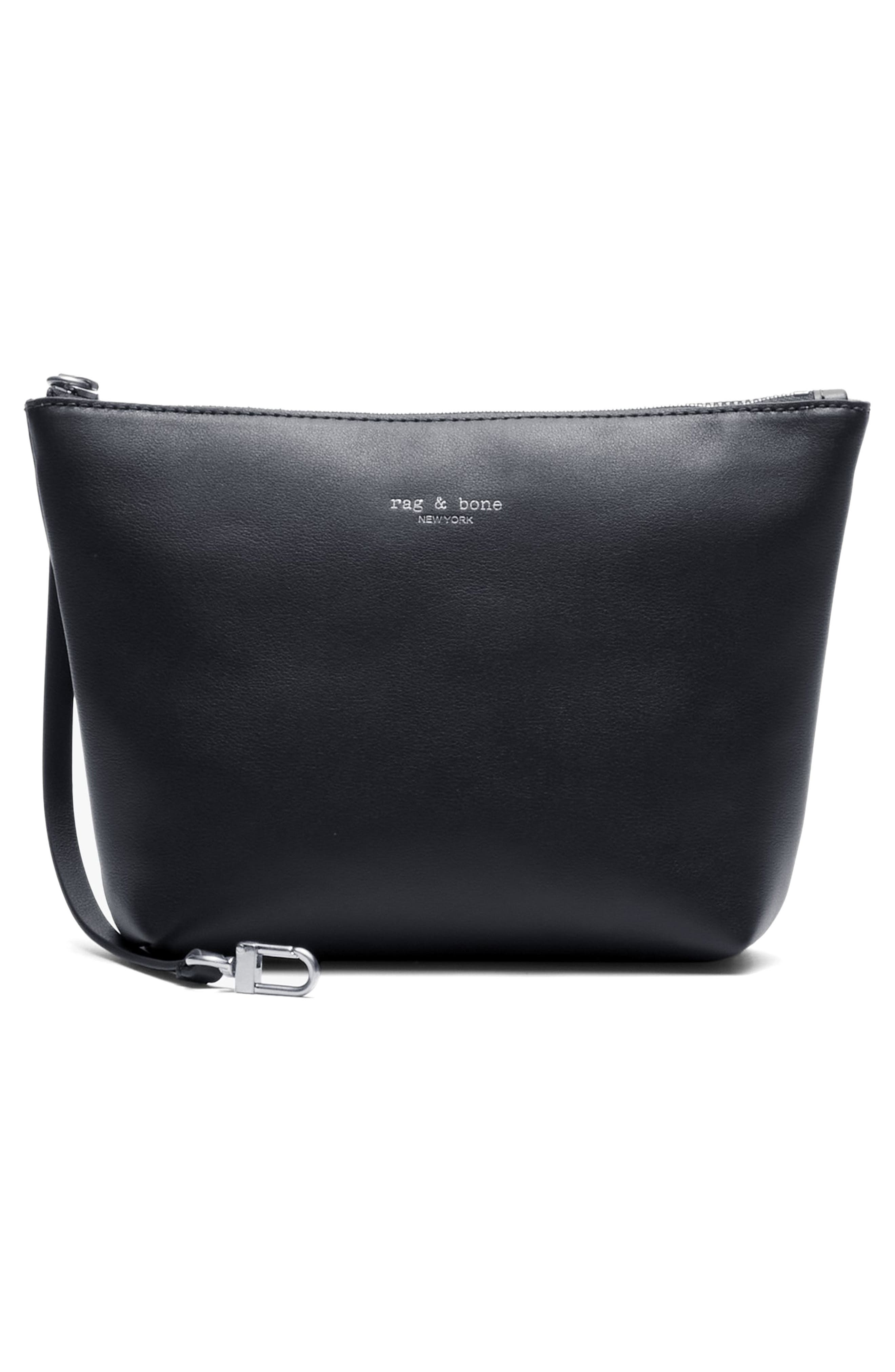 rag & bone Parker Leather Bucket Bag, Alternate, color, Black