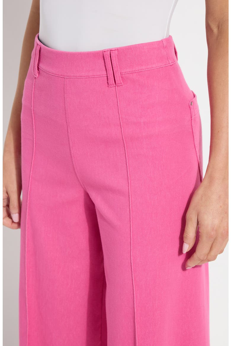 Erin Pintuck Raw Hem Pull-On Wide Leg Pants, Alternate, color, HOT PINK