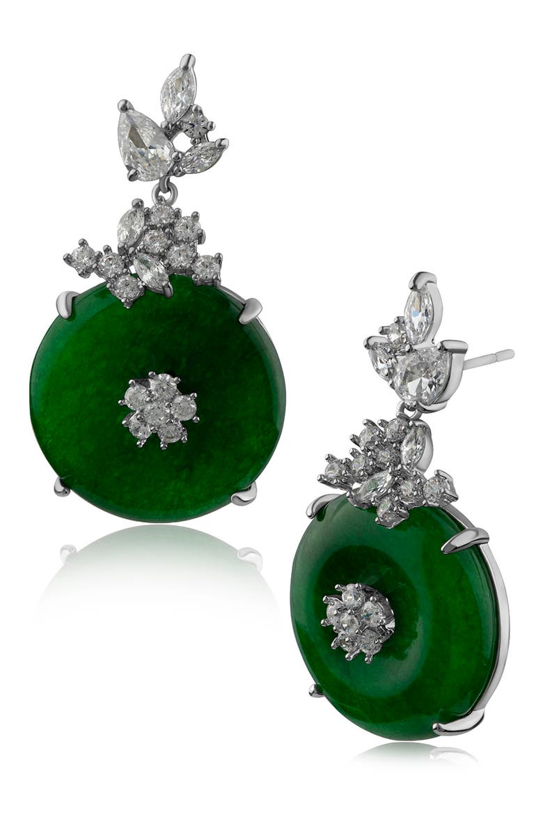 Multi CZ Cluster & Jane Dangle Earrings, Main, color, EMERALD/SILVER