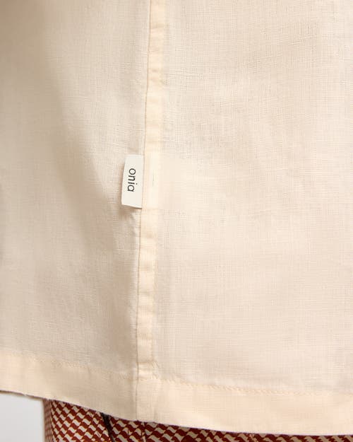 Onia Linen Long Sleeve Popover Shirt In Animal Print