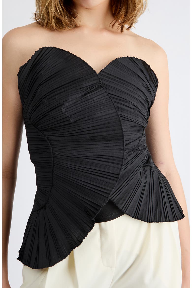 Grace Plissé Bustier Top, Alternate, color, BLACK