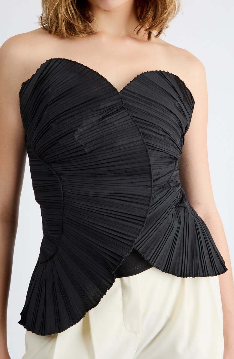 Extro & Vert Grace Plissé Bustier Top, Alternate, color, Black