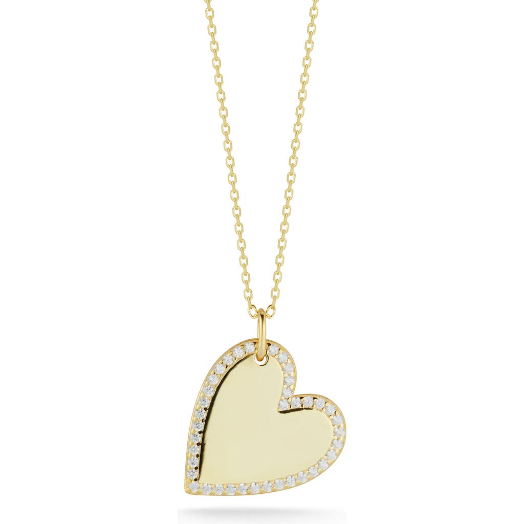 Glaze Jewelry Cubic Zirconia Halo Heart Pendant Necklace In Gold