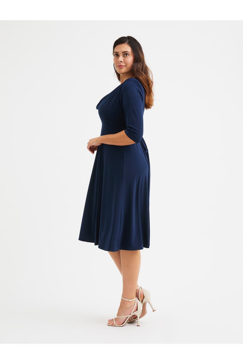 Cowl Neck '1940s' Dress, Alternate, color, Navy
