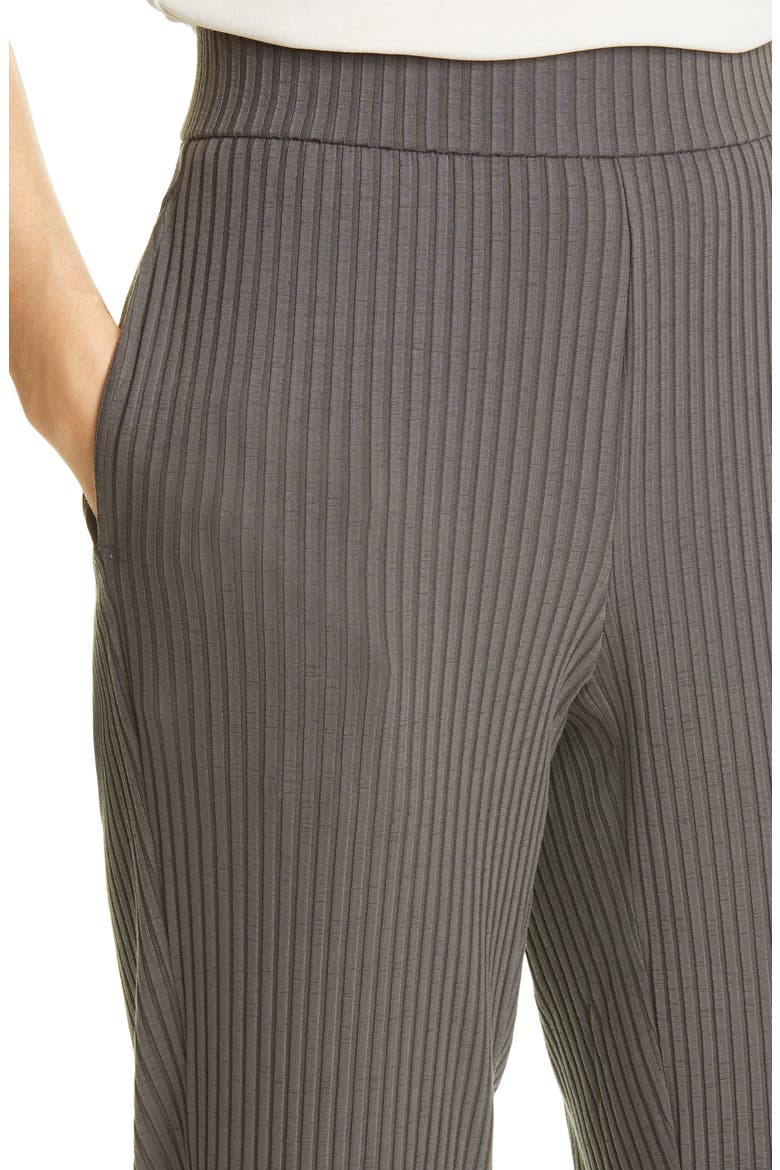 Tapered Rib Ankle Pants, Alternate, color, BLACK
