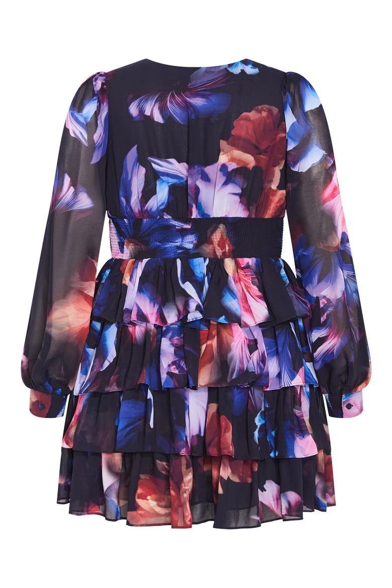 Kailey Long Sleeve Floral Print Minidress, Alternate, color, VIVID FLORAL