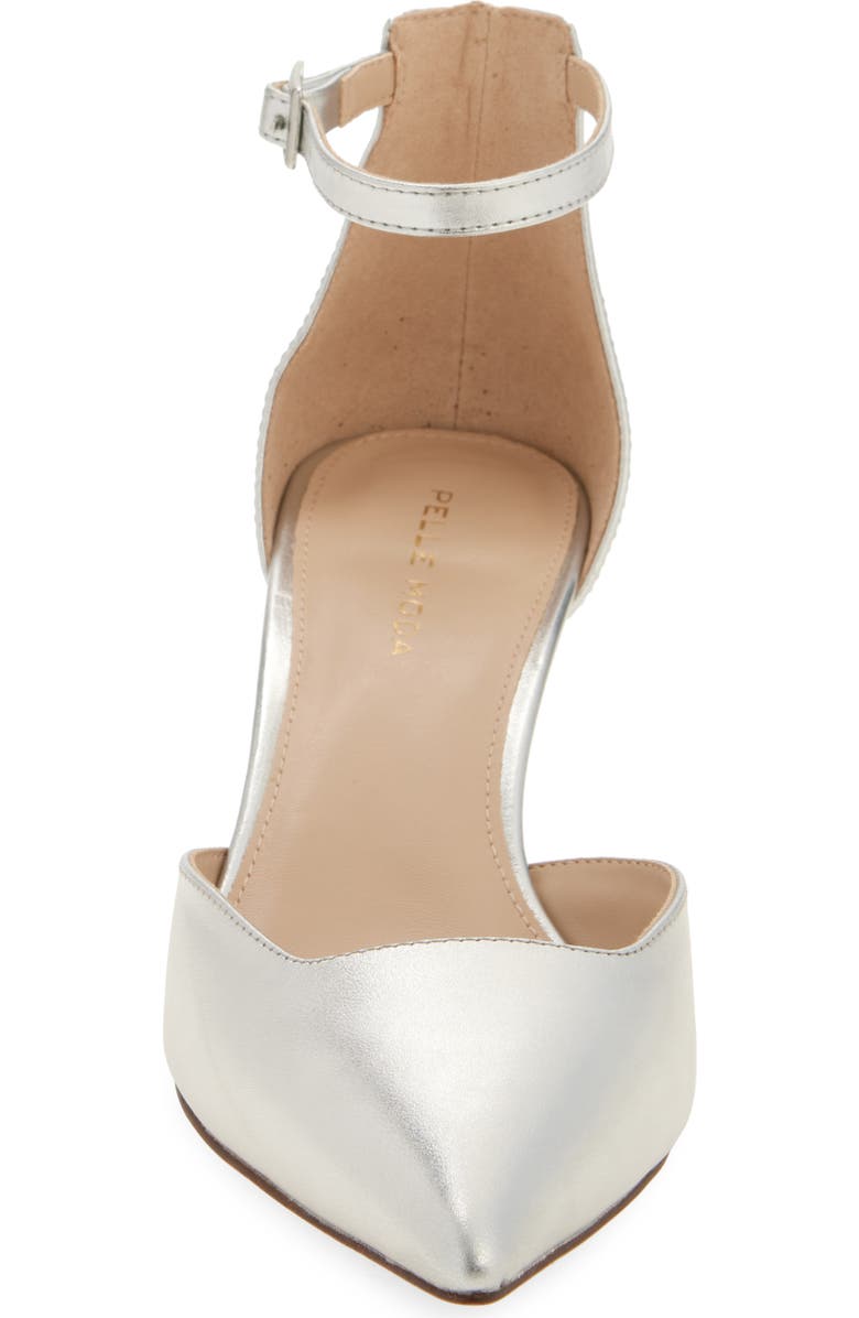 Pelle Moda Kendal Ankle Strap Pointed Toe Kitten Heel Pump, Alternate, color, Silver