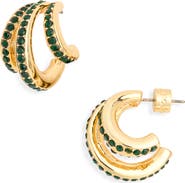 Kurt Geiger London Pavé Crystal Triple Huggie Hoop Earrings