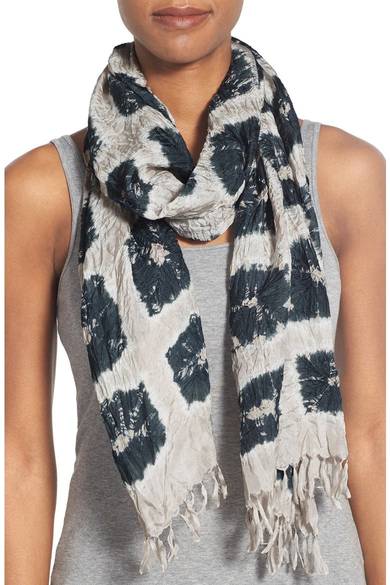 Tie Dye Silk Scarf, Main, color, BARK