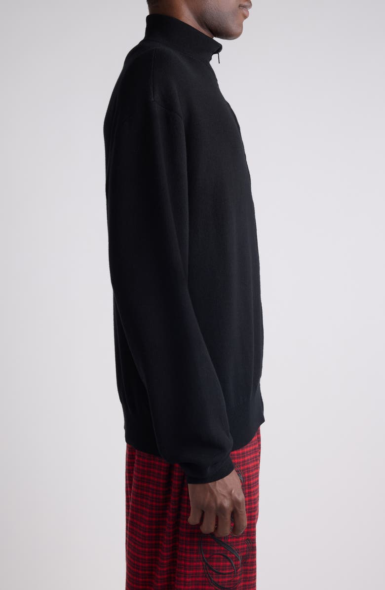 Balenciaga Cotton Blend Zip Cardigan, Alternate, color, 1000 Black