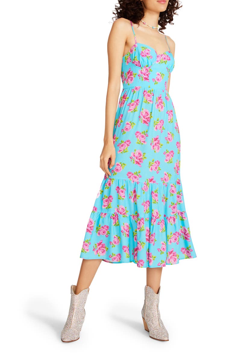 Ava Corset Marilyn Rose Dress, Alternate, color, BLUE CURCAO