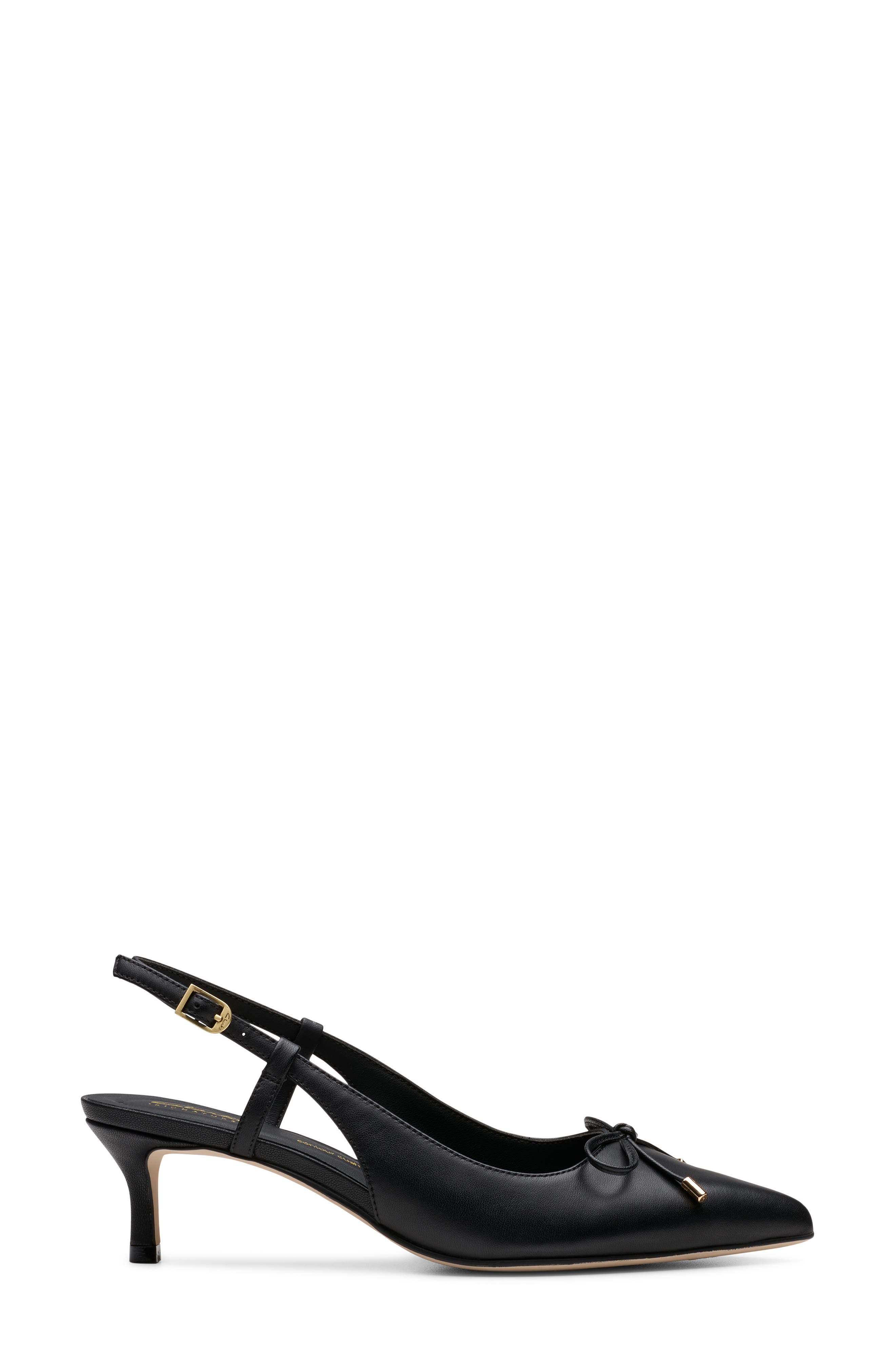 Clarks<sup>®</sup> Zarey Bow Pointed Toe Slingback Pump, Alternate, color, Black Leather