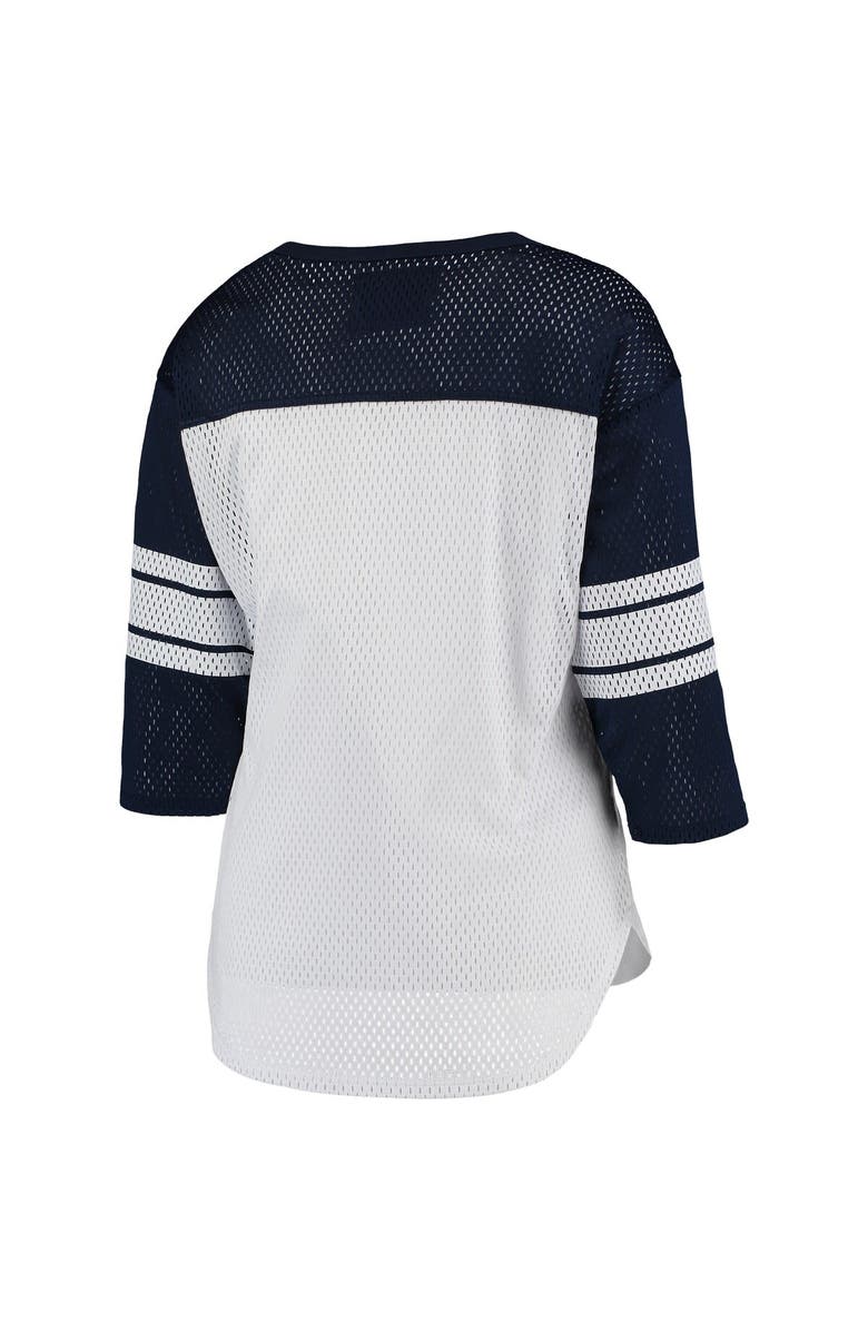 G-III 4HER BY CARL BANKS Women's G-III 4Her by Carl Banks White/College Navy Seattle Seahawks First Team Three-Quarter Sleeve Mesh T-Shirt, Alternate, color, 